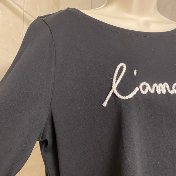 NWT Talbots Petite “l’amour” scoop neck black 3/4 sleeve top, size Large Petite - Picture 6 of 6